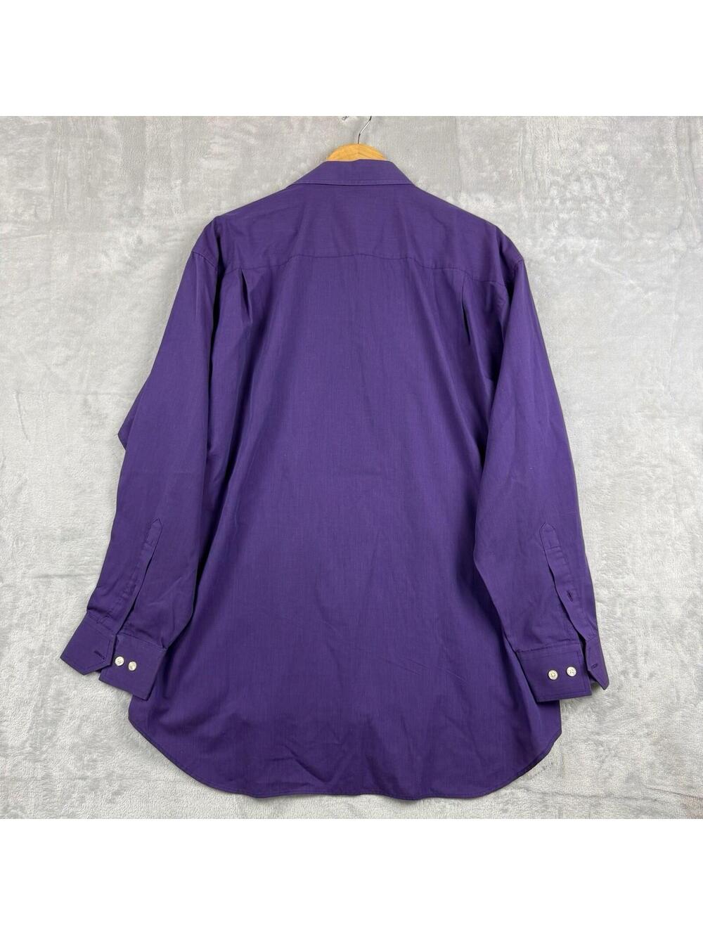 Vintage Christian Dior Dress Shirt Mens 17 34 35 Purple Button Up Preppy Luxury - Picture 6 of 10